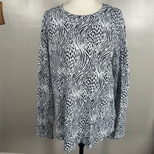 IBKul Size XL Zebra Animal Print Alena Long Sleeve Golf Top Mesh Accents UPF 50